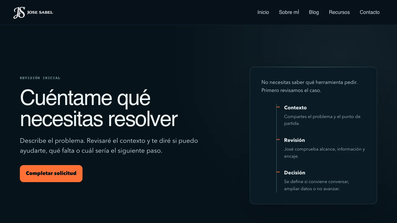 Página de revisión inicial de josesabel.com
